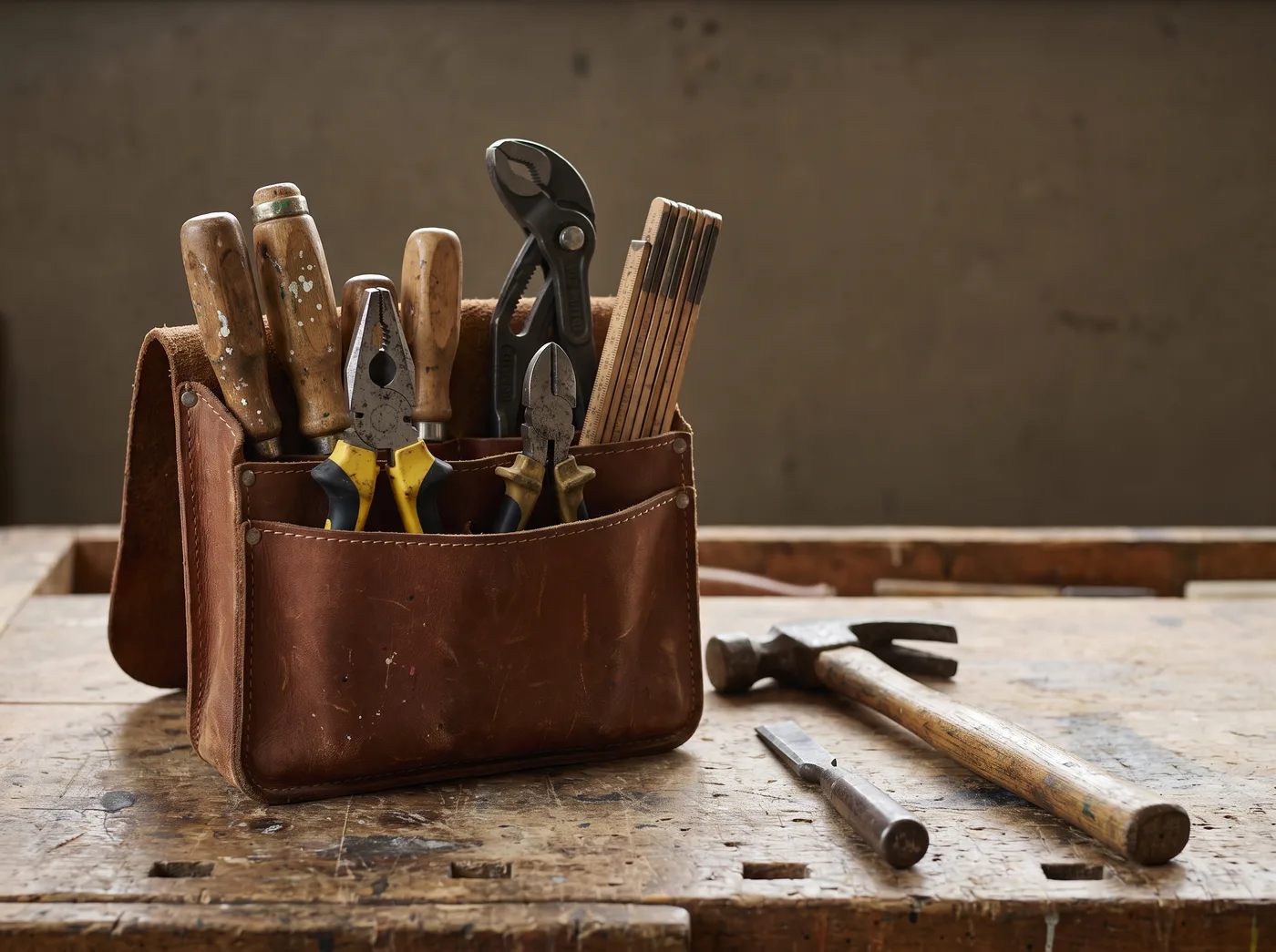 Handwerkzeug für Kleinreparaturen rund ums Haus in einer Werkzeugtasche
